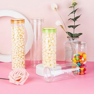 PET Clear Plastic Cylindrical Storage Jars - 副本